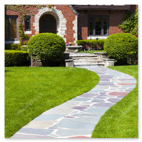 Stufenanschluss an gepflasterter Fläche